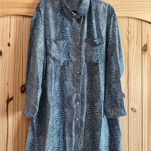 Stylish Black and White Animal Print Shirt Dress